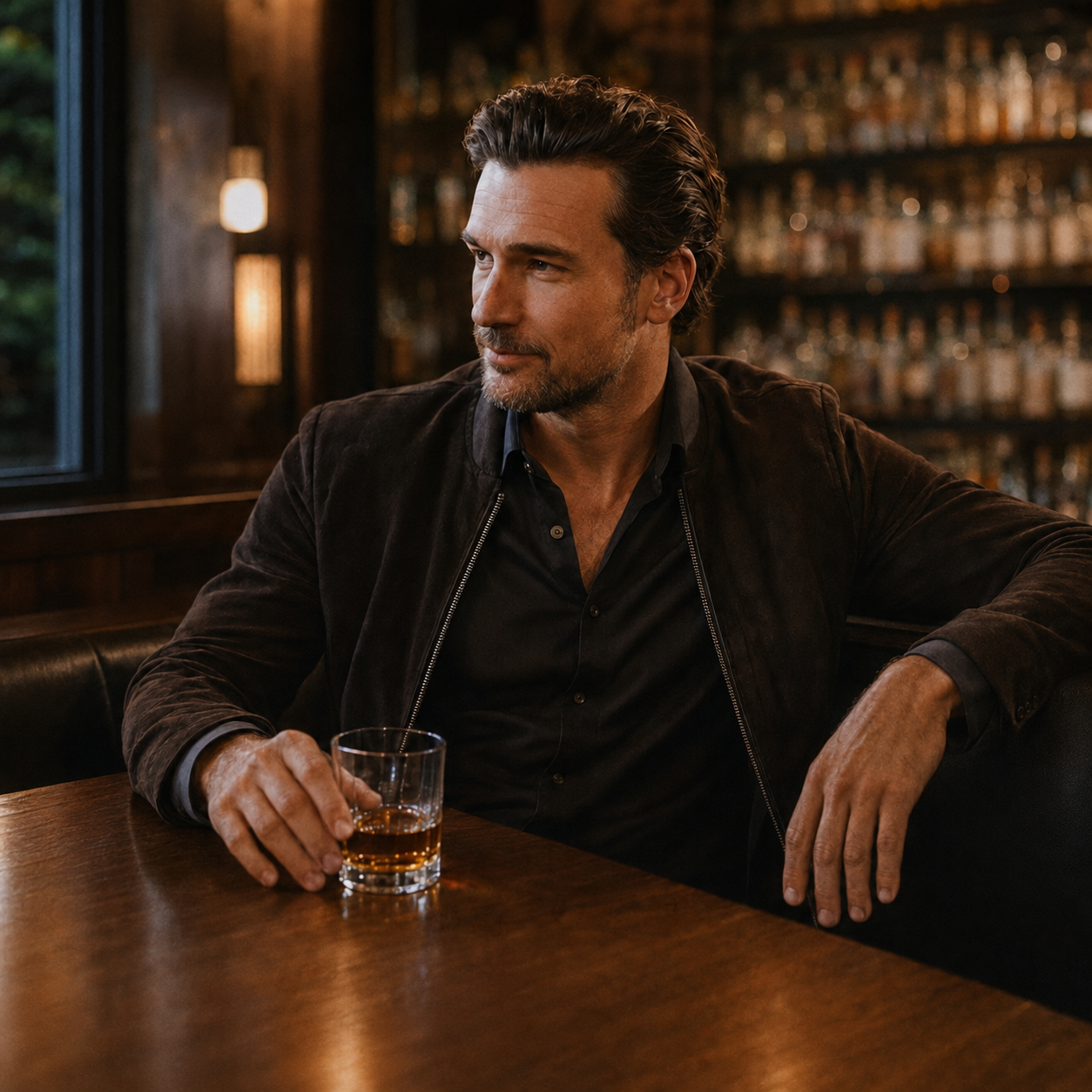 Abraham — GEUR-parfuumkarakter met whisky in ’n sitkamer