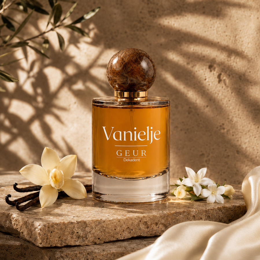 Vanielje uit die GEUR Dekadent-reeks met vanieljepeule en wit blomme