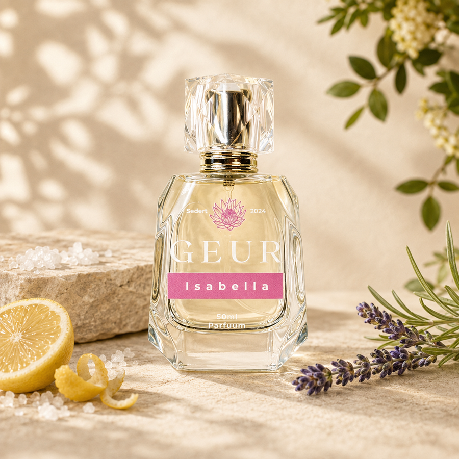 Isabella — GEUR-damesparfuum in ’n warm botaniese stillewe
